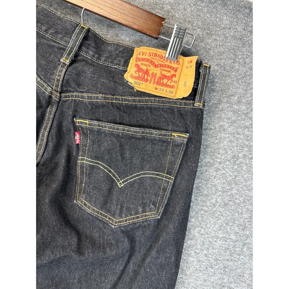 Levi's 501 Original Fit Jeans Men 33x36 (True 31x32) Blk Straight Leg Button Fly